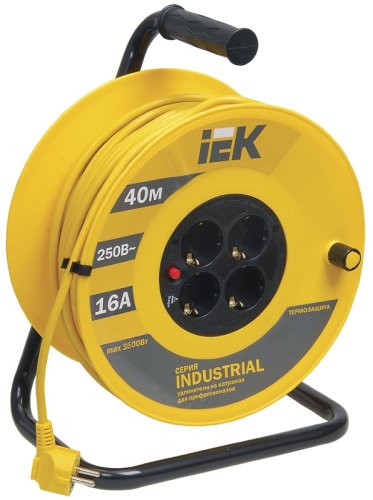 Удлинитель на катушке с заземлением IEK Industrial 4х40м 16А 3500Вт IP20 фото Удлинитель на катушке с заземлением IEK Industrial 4х40м 16А 3500Вт IP20 картинка